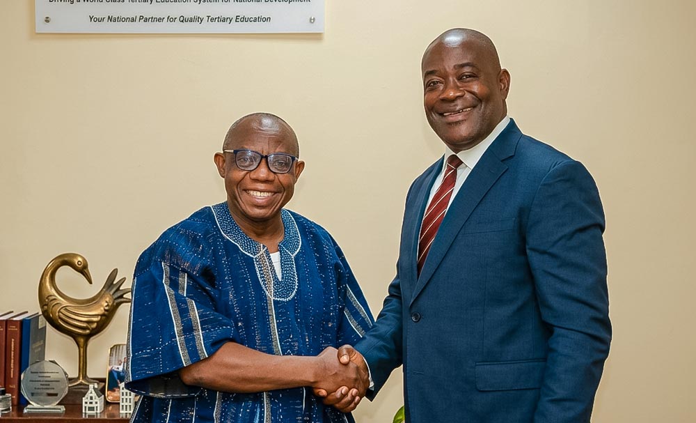 The Vice-Chancellor of the Kwame Nkrumah University of Science and Technology, Kumasi (KNUST), Professor Christian Agyare, has engaged key stakeholders in Ghana’s education, regulatory and pharmaceutical sectors as part of efforts to strengthen partnerships and advance the University’s contribution to national development. Professor Agyare’s engagements included courtesy calls on the Ghana Tertiary Education Commission (GTEC), the Vice Chancellors Ghana (VCG), the Ghana Education Trust Fund (GETFund), and stakeholders in the pharmaceutical sector. Learn more here⬇️ https://www.knust.edu.gh/news/news-items/knust-seeks-stronger-partnerships-advance-science-health-and-innovation-agenda