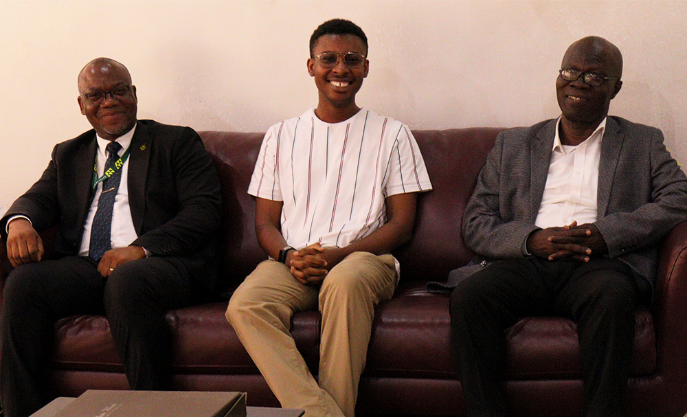 From left: Prof. Jerry John Kponyo, Principal Investigator, Mr. Obeng Okofo Dartey, Project Manager, Prof. Mark Adom-Asamoah, Provost, College of Engineering.