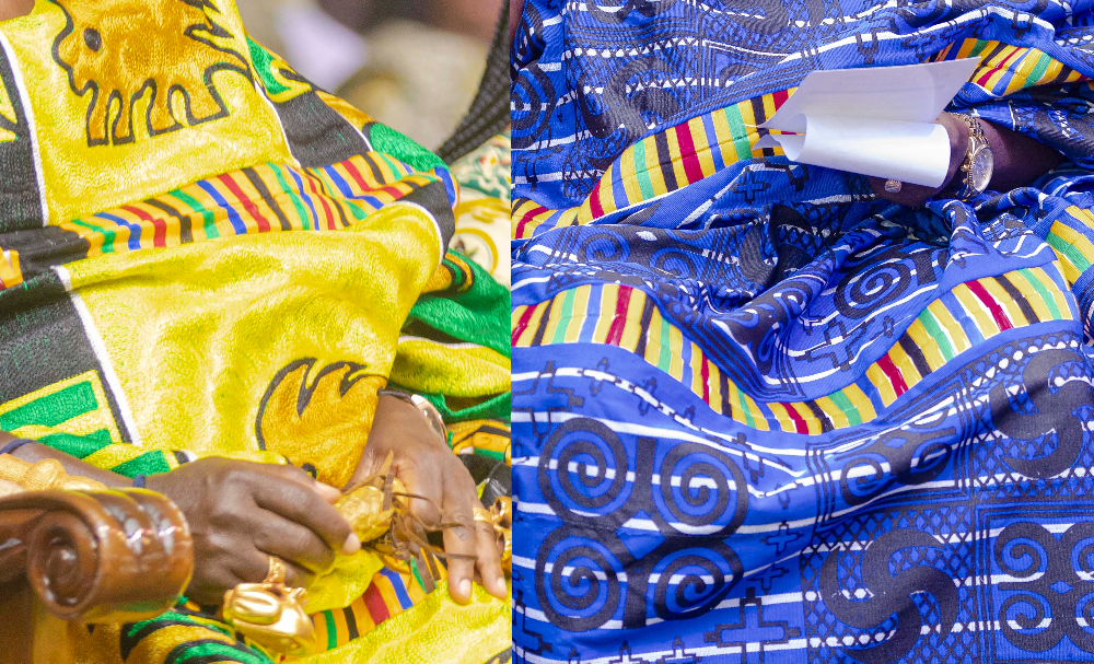 The multicoloured strip runs through both garments.